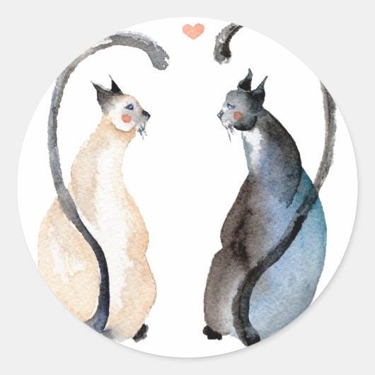 Sticker Rond Deux chats amoureux (Devant)