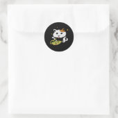 Sticker Rond Deux chats mignons mangeant Spaghetti Vincent Van (Sac)