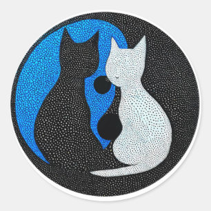 Sticker Rond Deux chats stylisés