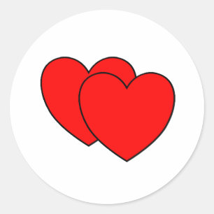 Sticker Rond Deux coeurs