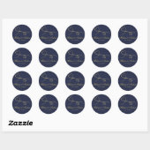Sticker Rond Deux Coeurs d'or élégants Mariage bleu personnalis (Feuille)