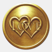 Sticker Rond Deux cœurs entrelacés Or Mariage Amour (Devant)