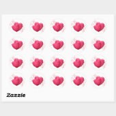 Sticker Rond Deux Coeurs roses (Feuille)