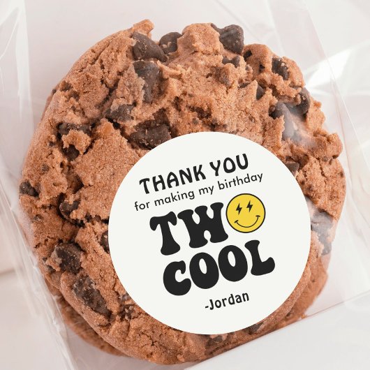 Sticker Rond Deux Cool 2e anniversaire Merci Favoriser