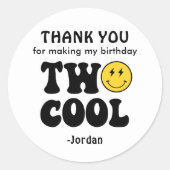 Sticker Rond Deux Cool 2e anniversaire Merci Favoriser (Devant)