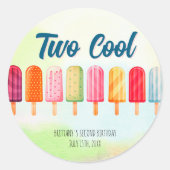 Sticker Rond Deux Cool Cute Popsicles Deuxième Anniversaire (Devant)