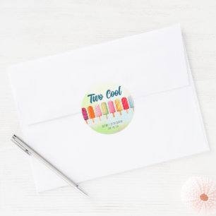 Sticker Rond Deux Cool Cute Popsicles Deuxième Anniversaire