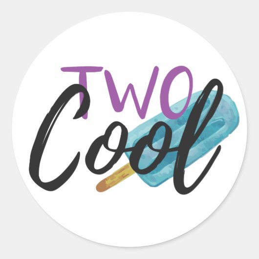 Sticker Rond DEUX COOL Kid's 2nd Birthday Summer Ice Pop Party (Devant)
