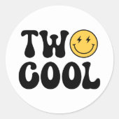 Sticker Rond Deux Cool Retro Happy Face 2e anniversaire (Devant)