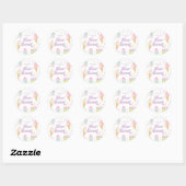 Sticker Rond Deux crème glacée douce et gâteau 2e anniversaire (Feuille)
