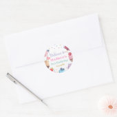 Sticker Rond Deux Cupcake sucré 2e fête de bonbons d'anniversai (Enveloppe)