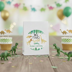 Sticker Rond Deux Dinosaures Sauvages garçons 2e fête d'anniver