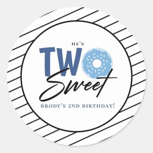 Sticker Rond Deux douceur bleu Doughnut 2e anniversaire (Devant)