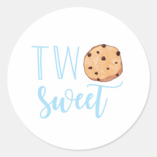 Sticker Rond Deux douceurs de lait et biscuits bleu fête d'anni