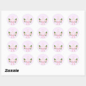 Sticker Rond Deux Fancy Bow Floral Anniversaire (Feuille)