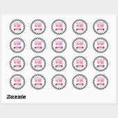 Sticker Rond Deux Fast Pink Race Car 2e fête d'anniversaire (Feuille)