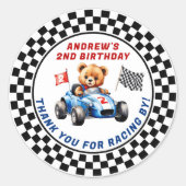 Sticker Rond Deux Fast Race Car 2e Anniversaire (Devant)