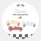 Sticker Rond Deux Fast Race Car Boy 2e fête d'anniversaire (Devant)