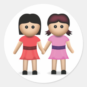 Sticker Rond Deux femmes tenant des mains Emoji