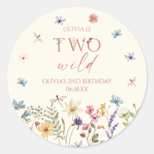 Sticker Rond Deux Fête d'anniversaire sauvage de fleurs sauvage