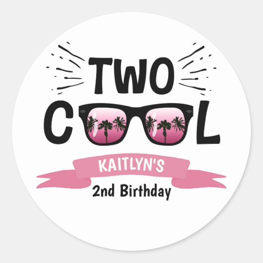 Sticker Rond Deux filles Cool 2e anniversaire (Devant)
