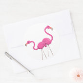 Sticker Rond Deux Flamants roses roses ensemble (Enveloppe)