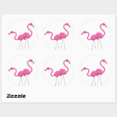 Sticker Rond Deux Flamants roses roses ensemble (Feuille)