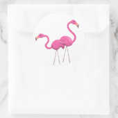 Sticker Rond Deux Flamants roses roses ensemble (Sac)
