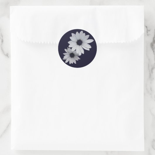 Sticker Rond deux fleurs blanches (Sac)
