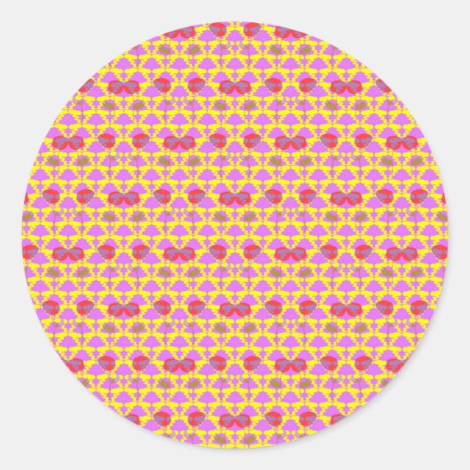 Sticker Rond Deux Fleurs Roses (Devant)