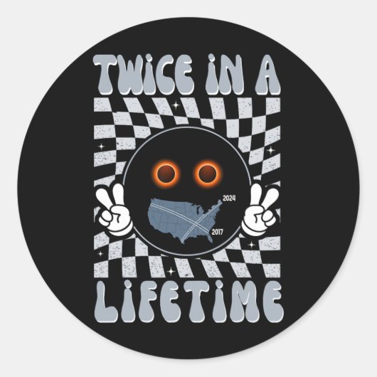 Sticker Rond Deux Fois Dans Une Éclipse Solaire À Vie Avril 8 2 (Devant)