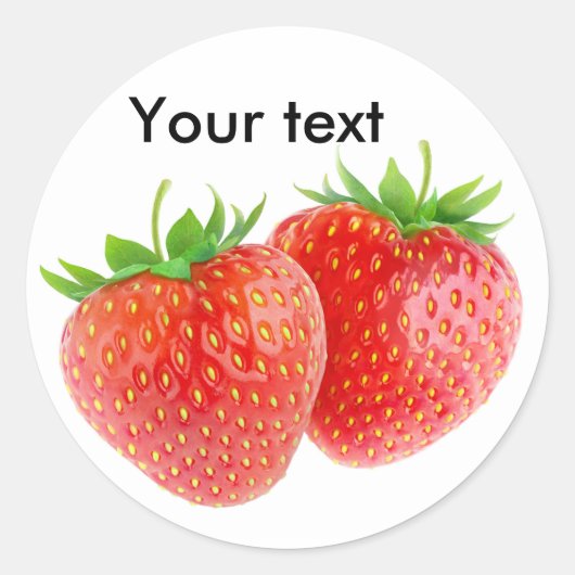 Sticker Rond Deux fraises en forme de coeur (Devant)