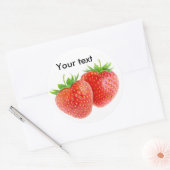 Sticker Rond Deux fraises en forme de coeur (Enveloppe)