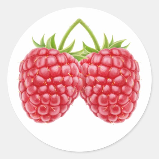 Sticker Rond Deux framboises (Devant)
