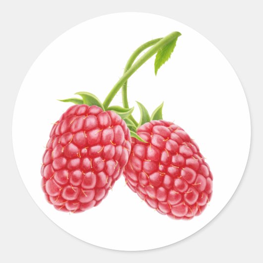 Sticker Rond Deux framboises (Devant)