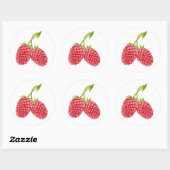 Sticker Rond Deux framboises (Feuille)