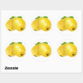 Sticker Rond Deux fruits de coing (Feuille)
