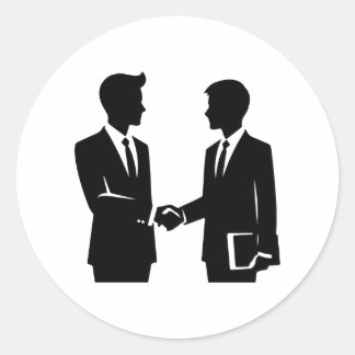 Sticker Rond Deux hommes d'affaires serrant la main silhuoette