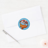 Sticker Rond Deux Koi Carp Friendly nager dans un dessin circul (Enveloppe)