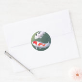 Sticker Rond Deux Koi, impression en bois japonais (Enveloppe)