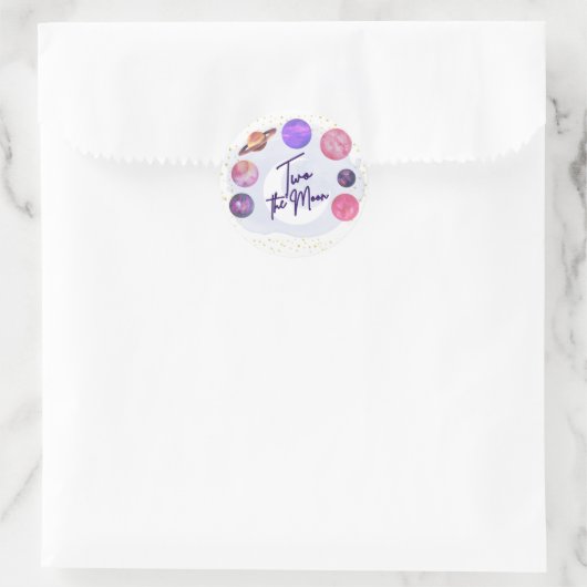 Sticker Rond Deux la Lune 2e anniversaire Editable Invitation (Sac)