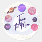 Sticker Rond Deux la Lune 2e anniversaire Editable Invitation (Devant)