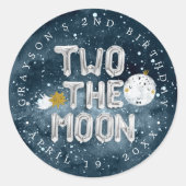 Sticker Rond Deux la Lune | Fête du 2e anniversaire Favoriser (Devant)