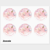 Sticker Rond Deux la Lune fille rose Espace extra-atmosphérique (Feuille)