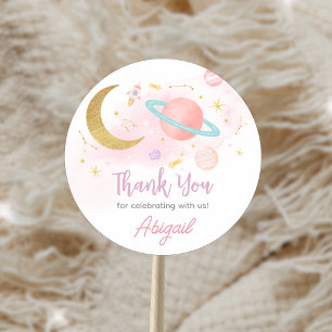 Sticker Rond Deux lune et étoiles fête d'anniversaire