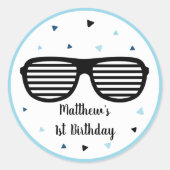 Sticker Rond Deux Lunettes de soleil Cool garçon deuxième anniv (Devant)