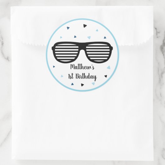 Sticker Rond Deux Lunettes de soleil Cool garçon deuxième anniv (Sac)