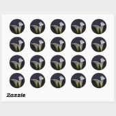 Sticker Rond Deux lys calla sur le noir (Feuille)