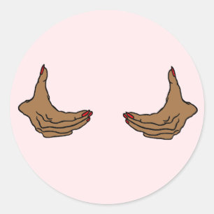 Sticker Rond Deux mains de femme noire de dessin animé tenant l