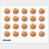 Sticker Rond Deux mains doucement tenir un Thanksgiving Citroui (Feuille)